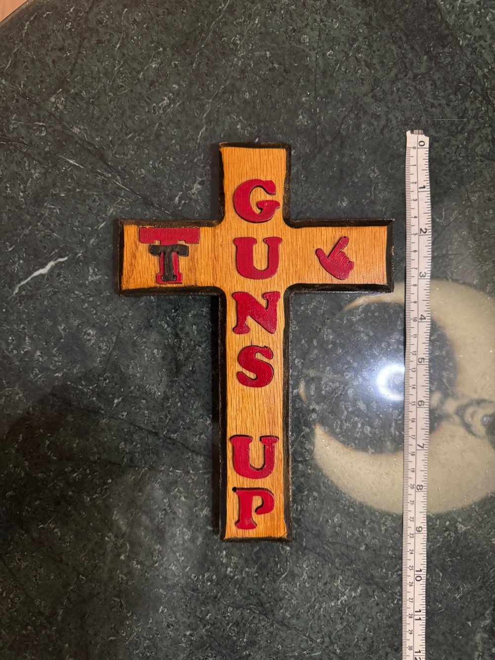 Vintage Texas Tech handcrafted wooden cross